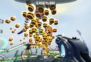 A player can be seen shooting some items