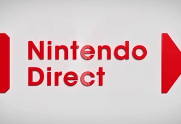 A simple graphic showing the Nintendo Direct logo against a grey background