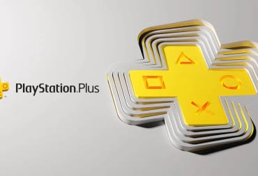 The PlayStation Plus logo against a grey background