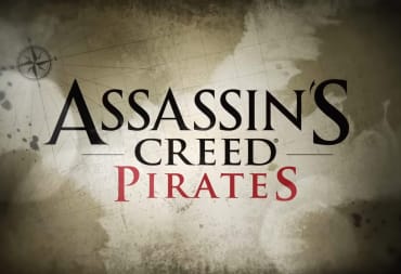 The Assassin's Creed Pirates logo against a backdrop that looks like a coffee-stained map