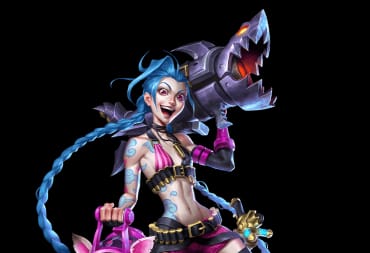 Jinx from League of Legends against a black background