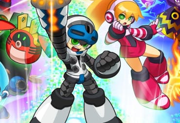 Artwork for Mighty No. 9 depicting the game's main characters and some of its enemies