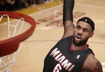 LeBron James going for a slam-dunk in NBA 2K14
