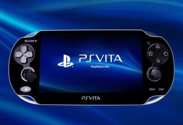 The PlayStation Vita against a blue backdrop