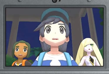 The player character, Hau, and Lusamine in Pokemon Sun and Moon