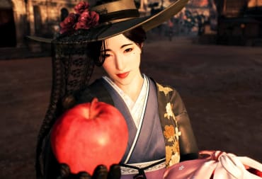Taka Murayama in Rise of the Ronin holding out an apple