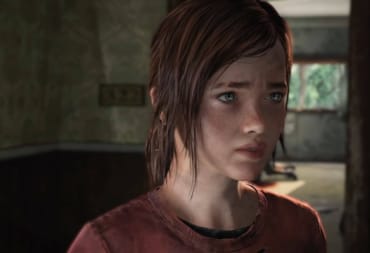 A close-up of Ellie looking worried in The Last of Us
