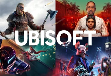 The modern Ubisoft logo with some of the company's games in the background