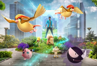 A player avatar surrounded by Gen I Pokemon in Pokemon Go artwork