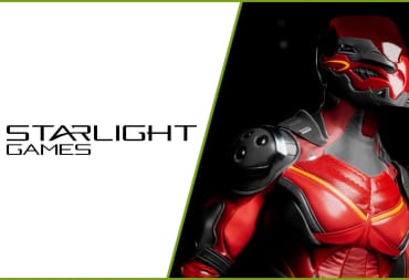 The Starlight Games logo next to an image of a character from the studio's futuristic sports game
