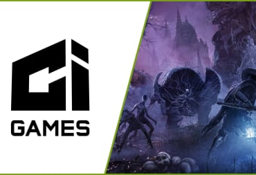 The CI Games logo next to a shot of the Umbral Realm in Lords of the Fallen