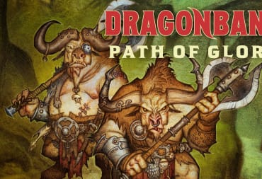 A promotional image of Dragonbane Path of Glory, featuring two minotaurs brandishing axes.