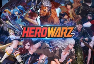 artwork decpiting several anime-style chaacter surrounding the word HeroWarz in the centre. 