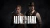 A promo image of Alone in the Dark, showing Edward Carnby and Emily Hartford in front of the game's logo, darkness surrounding them.