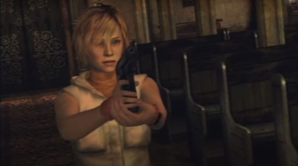 Woman holding gun in Silent Hill 3
