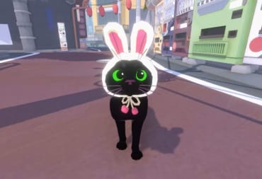 The small black cat protagonist wearing a bunny hat in Little Kitty, Big City, which is an Xbox Game Pass May 2024 game
